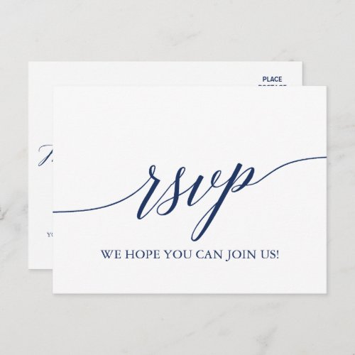 Elegant Navy Calligraphy Song Request RSVP Invitation Postcard