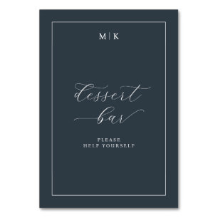 Elegant Navy Calligraphy Table Number