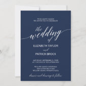 Elegant Navy Calligraphy Wedding Invitation | Zazzle