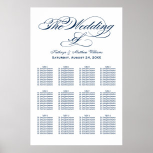 Elegant Navy Calligraphy Wedding Seating Chart