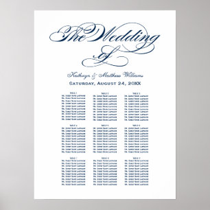 Elegant Navy Calligraphy Wedding Seating Poster