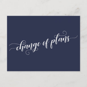 Elegant Navy Change of Plans Postponed Wedding Postcard