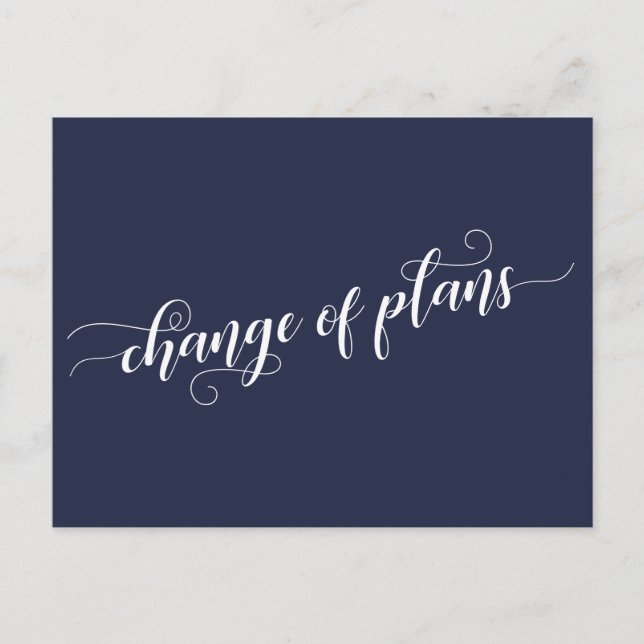Elegant Navy Change of Plans Postponed Wedding Postcard (Front)