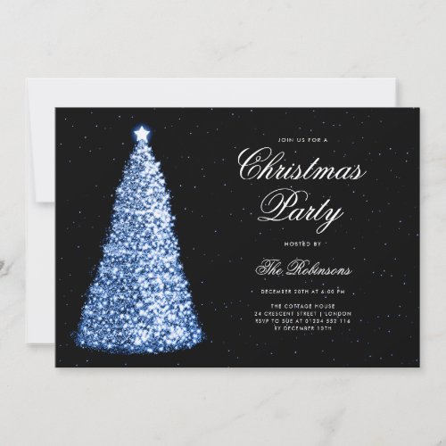 Elegant Navy Christmas Tree Invite Program Menu