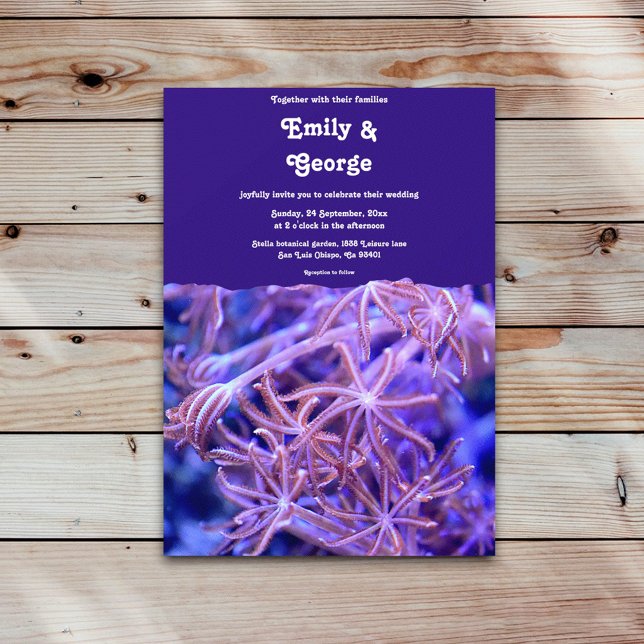 Elegant Navy Coral Reefs Nautical Coastal Wedding Invitation (Creator Uploaded)