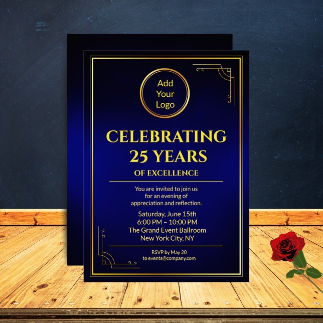 Elegant Navy Corporate Anniversary Invitation (Creator Uploaded)