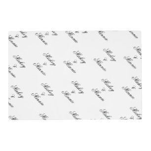 Elegant Navy Couple Name Personalized Placemat