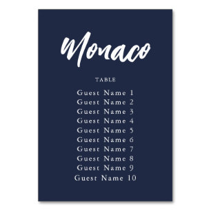 Elegant Navy Custom Table Name Seating Assignment Table Number