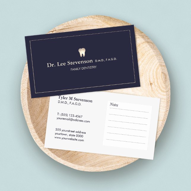 Elegant Navy Dentist Office Appointment Reminder Card (Creator Uploaded)