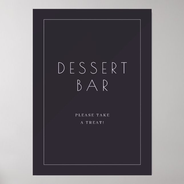 Elegant Navy Dessert Bar Sign Holder (Front)