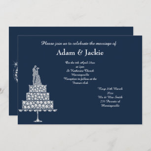 ELEGANT NAVY DIAMOND SET WEDDING INVITATION