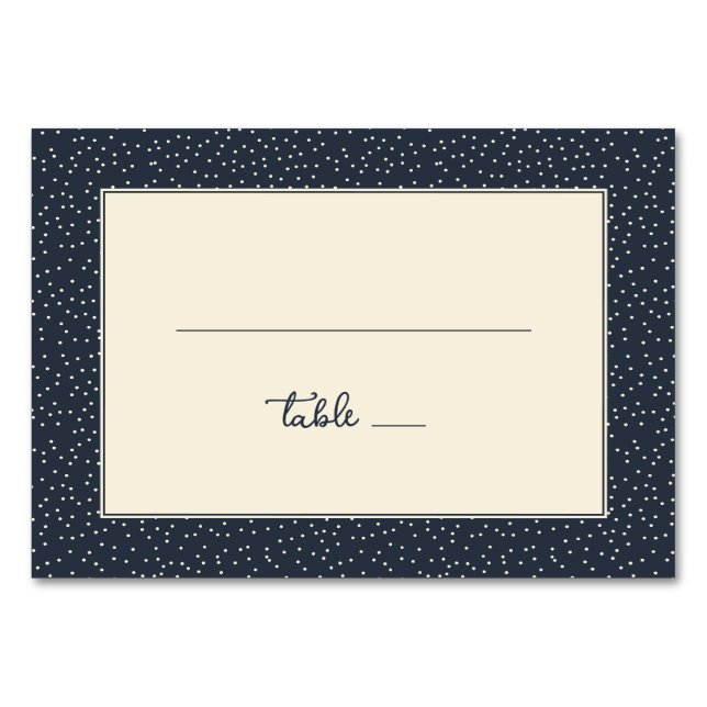 Elegant Navy Dotted Minimalist Table Number (Front)