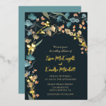 Elegant Navy Dusty Blue Botanical Wedding Foil Invitation<br><div class="desc">With beautiful shades of blue,  gold,  and green these watercolor floral wedding invitations are stunning for the modern wedding. Foil details and calligraphy font make these invitations timeless and elegant. Find matching items in my shop.</div>