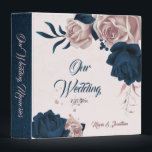 Elegant navy & dusty rose floral photo album 3 ring binder<br><div class="desc">elegant customizable wedding photo album binder
elegant navy and dusty rose pink flowers with beautiful leaves arranged in a beautiful way 
The glitter details are simulated</div>