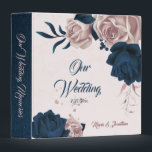 Elegant navy & dusty rose floral photo album 3 ring binder<br><div class="desc">elegant customizable wedding photo album binder
elegant navy and dusty rose pink flowers with beautiful leaves arranged in a beautiful way 
The glitter details are simulated</div>