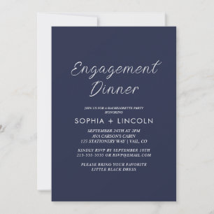 Elegant Navy Engagement Party / Dinner Invitation