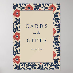Elegant Navy Floral Border Holder
