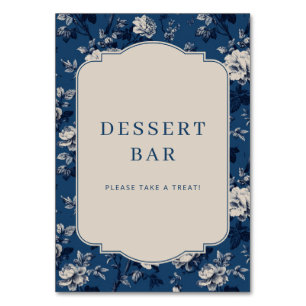 Elegant Navy Floral Dessert Bar Sign Table Number