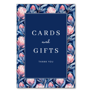 Elegant Navy Floral Gratitude Border Table Number