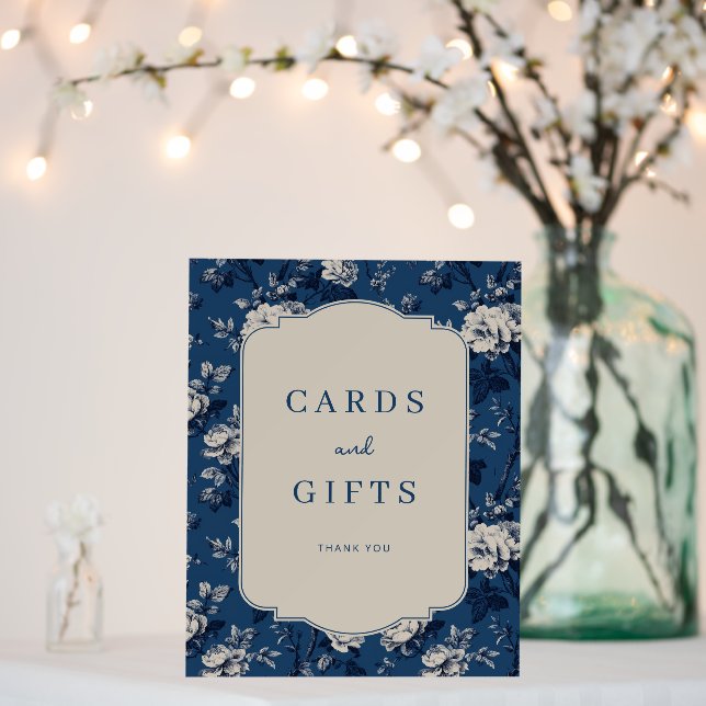 Elegant Navy Floral Gratitude Foam Board (In Situ (Wedding))