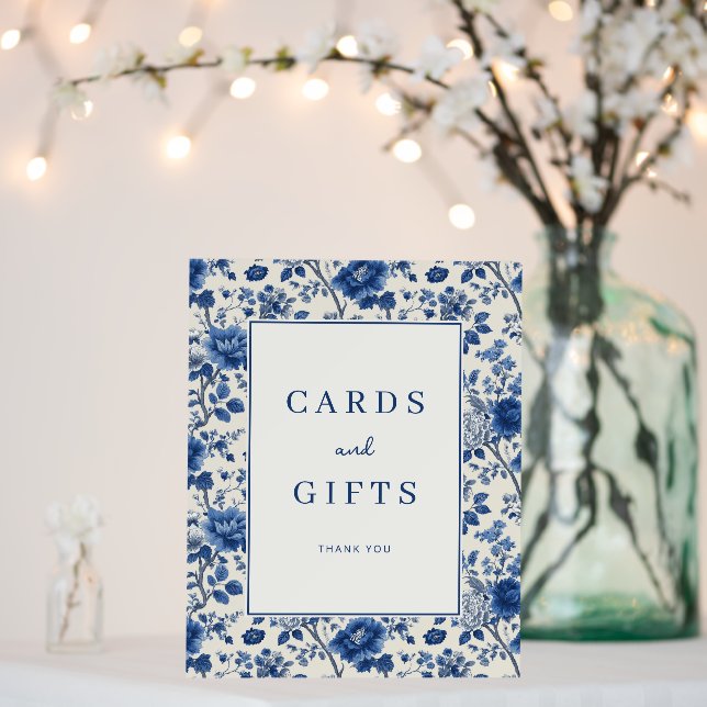 Elegant Navy Floral Gratitude Foam Board (In Situ (Wedding))