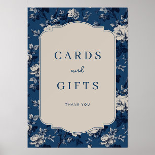 Elegant Navy Floral Gratitude Holder