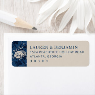 Elegant Navy Floral Label