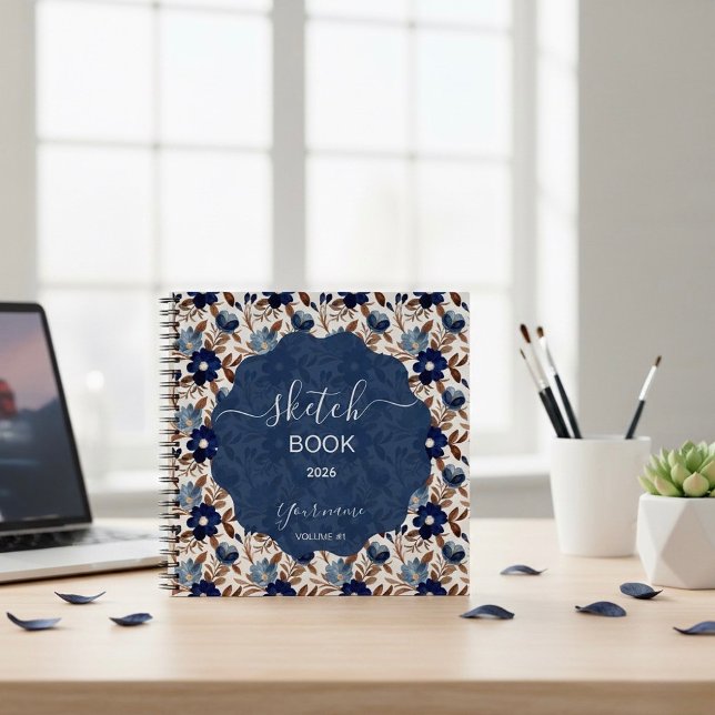 Elegant Navy Floral Notebook (Creator Uploaded)