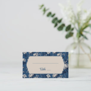 Elegant Navy Floral Place Card