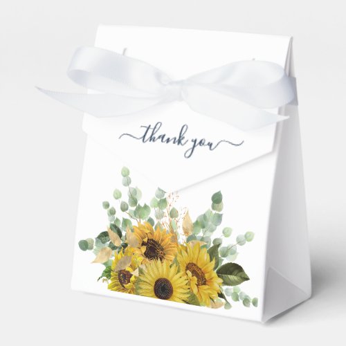 Elegant Navy Floral Sunflowers Thank You Wedding Favor Boxes