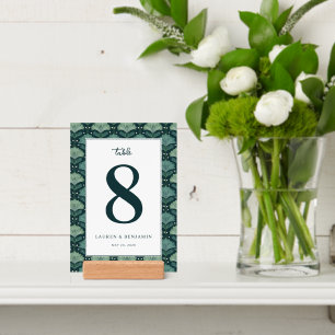 Elegant Navy Floral Table Number Holder