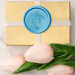 Elegant Navy Floral Wedding , Rustic Romantic  Wax Seal Sticker