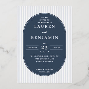 Elegant Navy Formal Invitation Foil Invitation