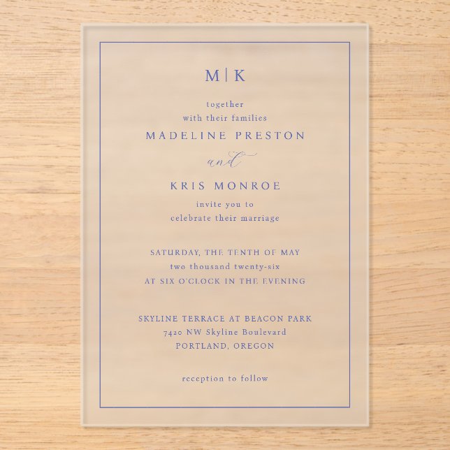 Elegant Navy Formal Invitations (Front)