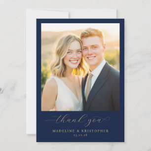 Elegant Navy Formal Photo Thank You Card