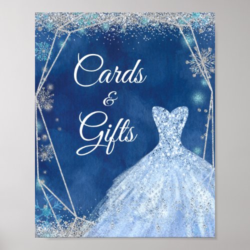 Elegant Navy Geometric Winter 16th Cards Gifts Poster