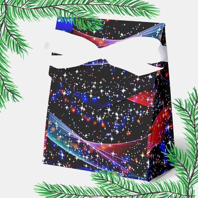 Elegant Navy Glittery Stars, Blue, Red Pink Xmas Favor Boxes (Creator Uploaded)