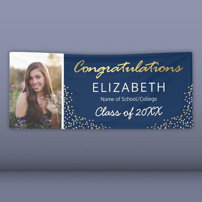 Elegant Navy Gold 2026 Graduation Photo Banner (Creator Uploaded)