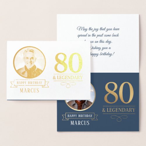 Elegant Navy & Gold 80th & Legendary Birthday
