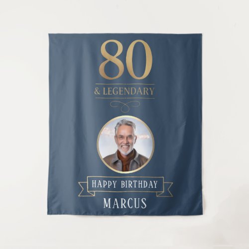 Elegant Navy & Gold 80th & Legendary Birthday