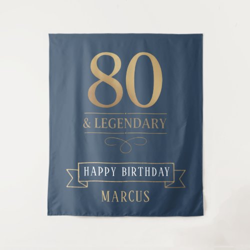 Elegant Navy & Gold 80th & Legendary Birthday