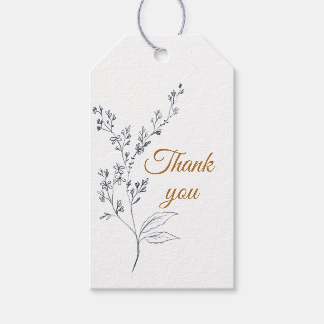 Elegant Navy, Gold and White Gift Tag (Front)