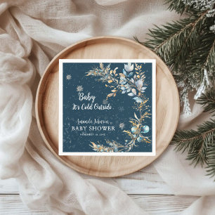 Elegant Navy Gold Baby Its Cold Outside Shower Napkins