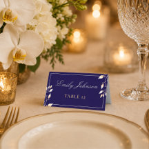 Elegant Navy Gold Botanical Wedding
