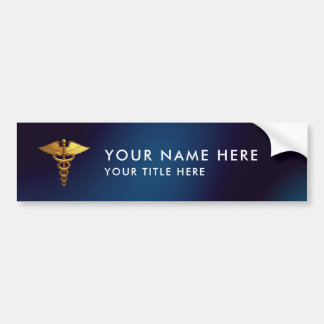 Elegant Navy Gold Caduceus Medical Doctor Bumper Sticker