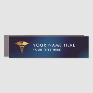 Elegant Navy Gold Caduceus Medical Doctor Car Magnet