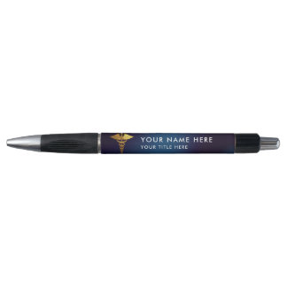 Elegant Navy Gold Caduceus Medical Doctor Pen