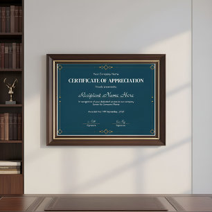 Elegant Navy Gold Certificate of Appreciation Desi