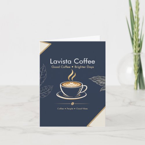 Elegant Navy Gold Coffee Shop Thank You Postcard