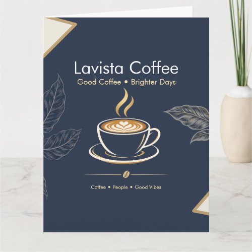 Elegant Navy Gold Coffee Shop Thank You Postcard